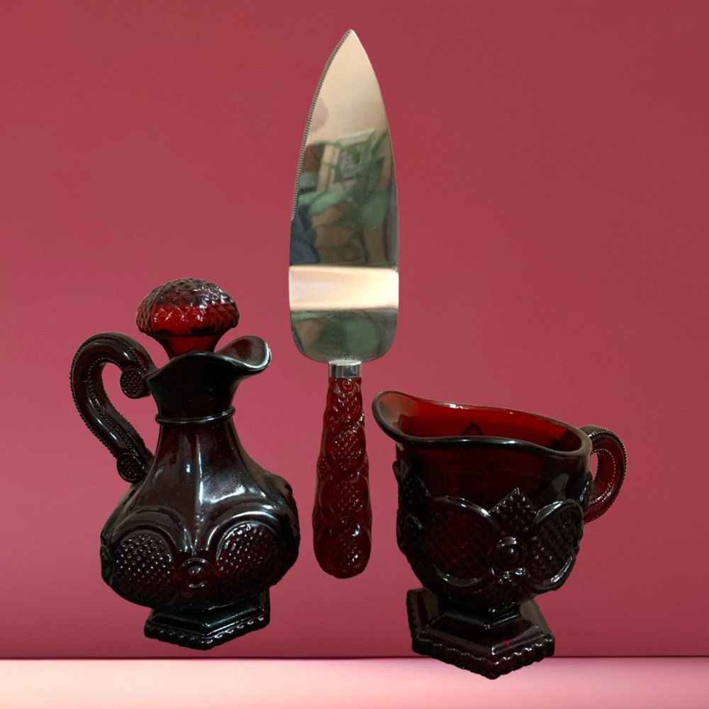 AVON’S 1876 CAPE COD RUBY RED GLASS SET
